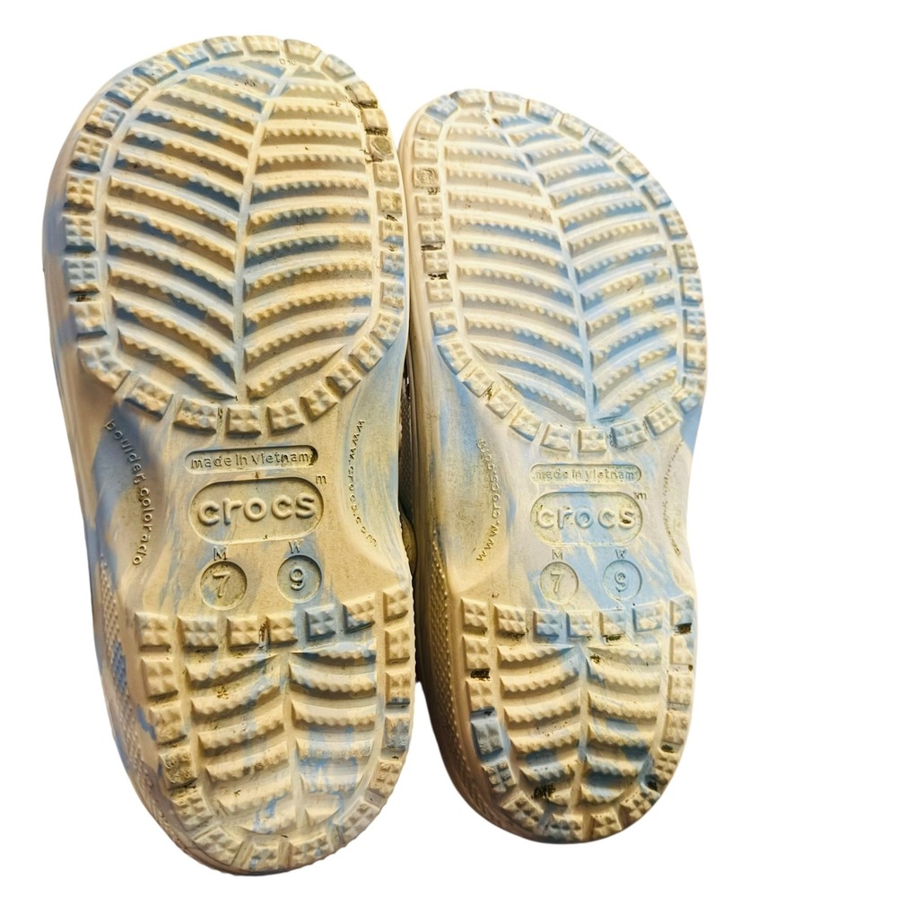 Crocs Classic Marbled Clog Cream Blue Tie Dye Mens 7 Womens 9 Slip On Shoes - Picture 6 of 6